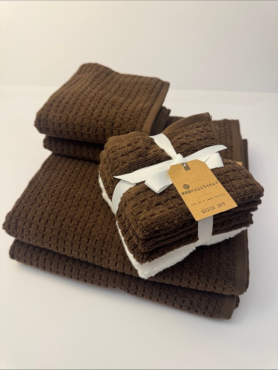 Ecoexistence Quick Dry Other - 10pc ECOEXISTENCE Quick Dry 100% Cotton Oversized Bath Towel Set - Chocolate